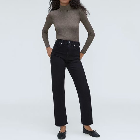 NWOT Everlane The Supima® Micro-Rib Turtleneck Washed Heathered Fatigue M - Picture 4 of 13